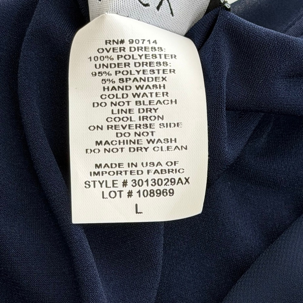 NWT MSK Navy Sleeveless Rhinestone Pearl Embellished Shift Dress Womens Sz Large - Picture 10 of 11